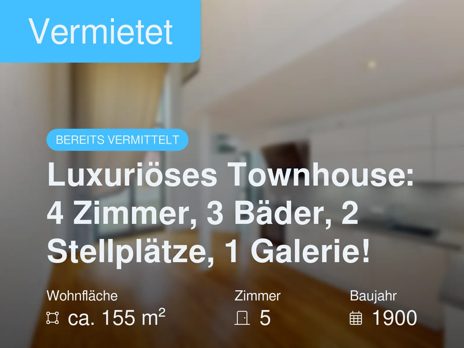 Neu im Angebot: Luxuriöses Townhouse: 4 Zimmer, 3 Bäder, 2 Stellplätze, 1 Galerie!